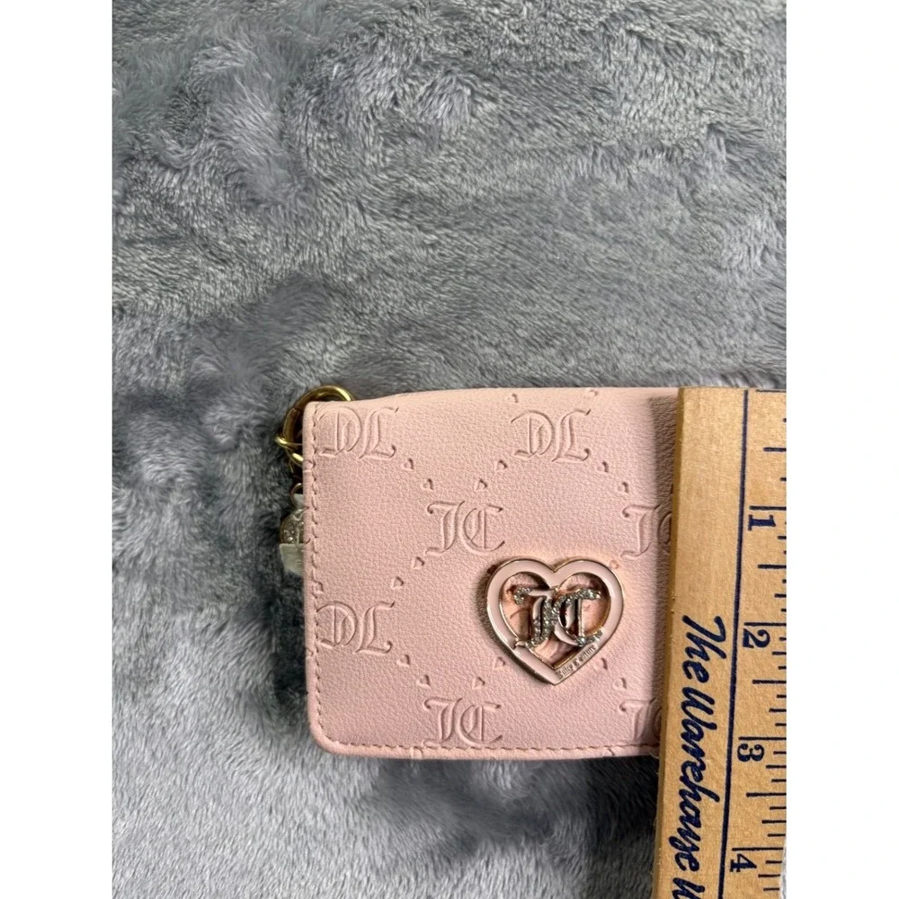 Juicy Couture ID Case Keychain Women's Wallet Small Pink Leather Heart Holder
